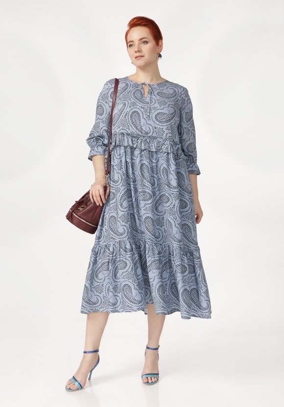 Платье принтованное с воланами шир.  580, рис. 3