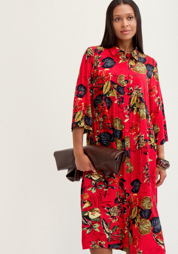 Платье рубашка с тропическим принтом шир.  580, рис. 26