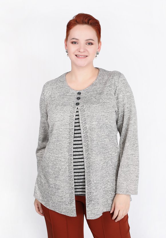 Блуза с пуговицами и узором из страз шир.  580, рис. 8