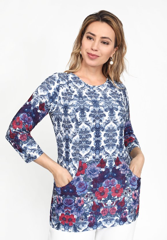 Туника базовая принтованная с карманами шир.  580, рис. 5