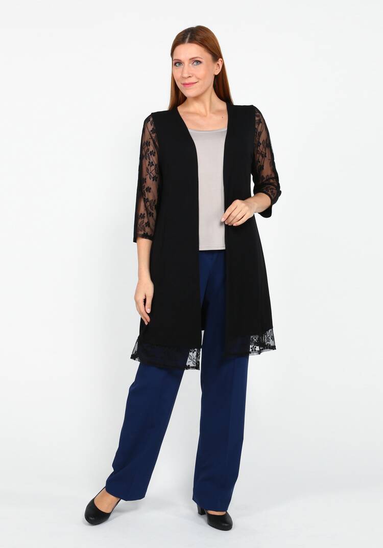 Кардиган с кружевными вставками и поясом шир.  750, рис. 8