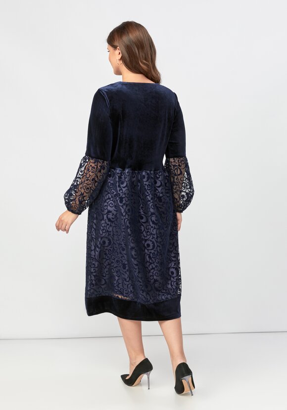 Платье комбинированной ткани свободного кроя шир.  580, рис. 3