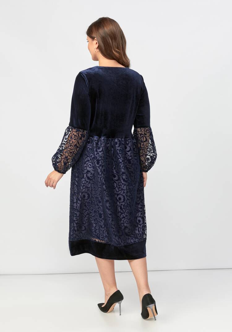 Платье комбинированной ткани свободного кроя шир.  750, рис. 3