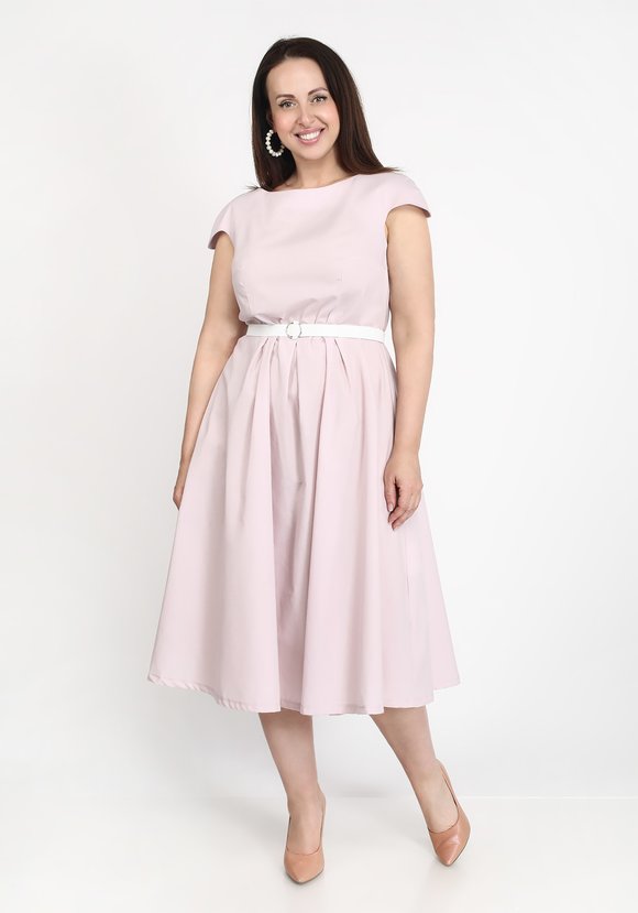 Платье с поясом и коротким рукавом шир.  580, рис. 2