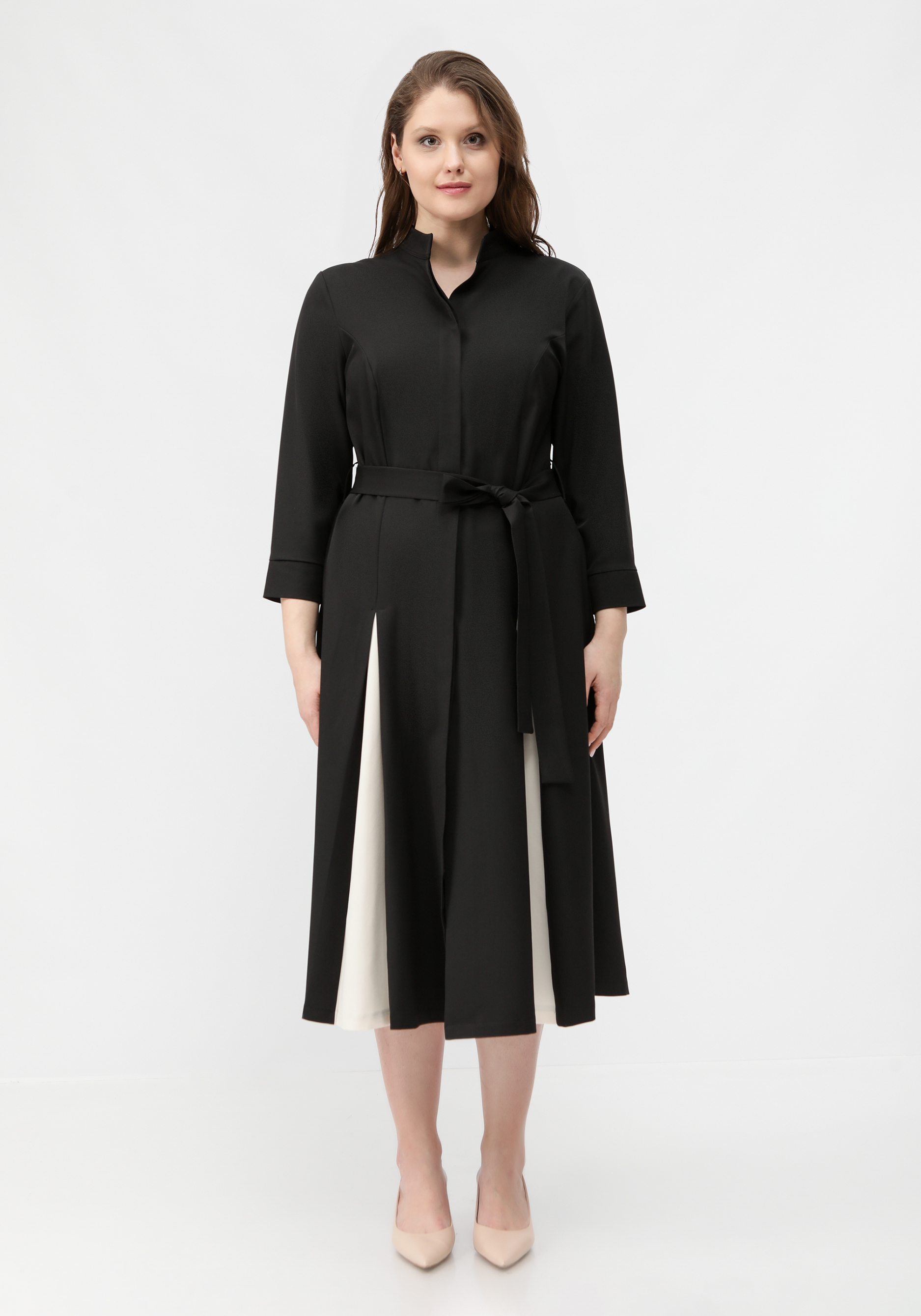 Платье с контрастными вставками в складках VeraVo, цвет черный, размер 60 - фото 10