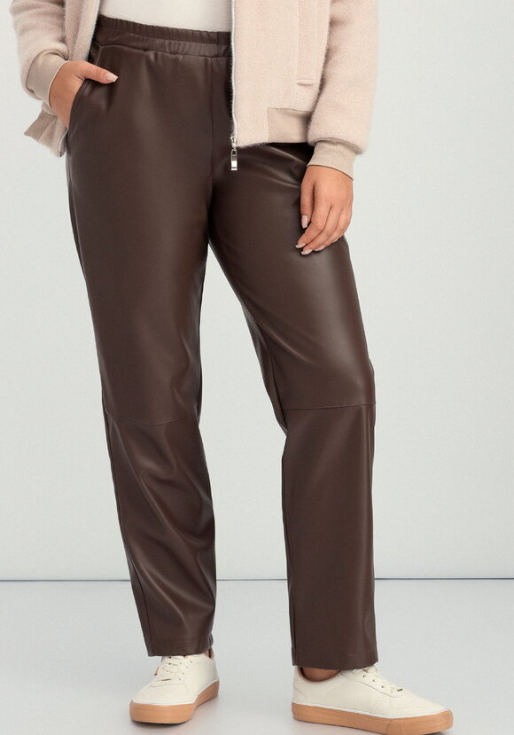 Брюки из экокожи прямые на резинке шир.  580, рис. 2