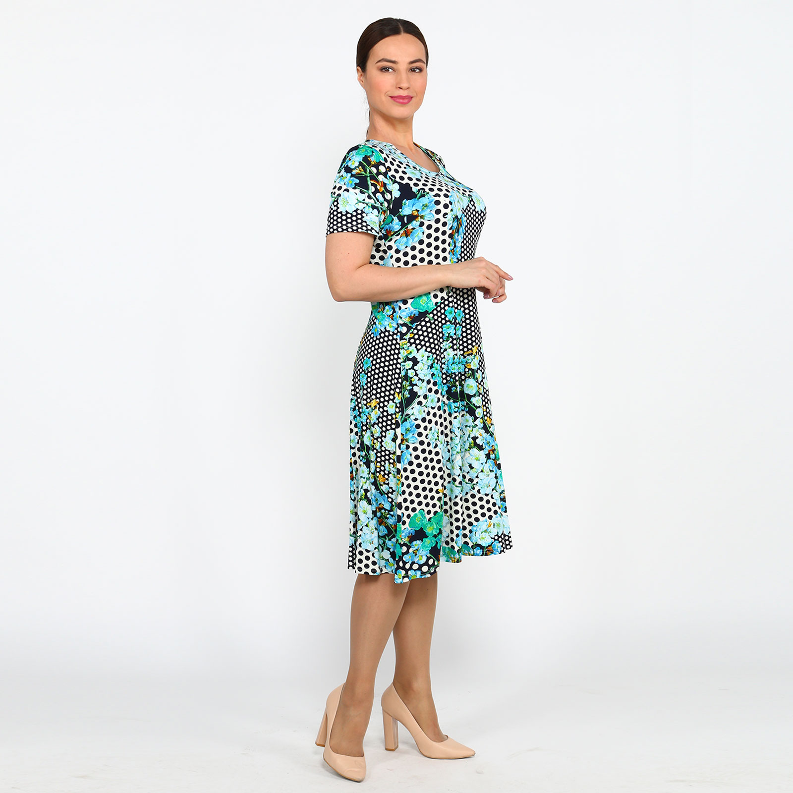 Платье миди с принтом "Сакура" Bianka Modeno, цвет голубой, размер 56 - фото 3