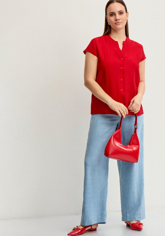 Блуза с разрезом на груди и коротким рукавом шир.  580, рис. 2