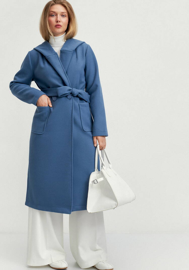 Пальто удлиненное на запах с разрезами шир.  750, рис. 20