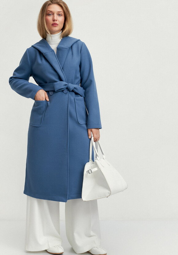 Пальто удлиненное на запах с разрезами шир.  580, рис. 20