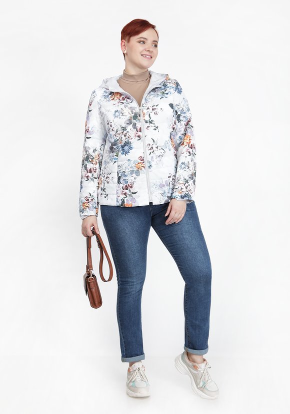 Куртка с принтом цветы шир.  580, рис. 7