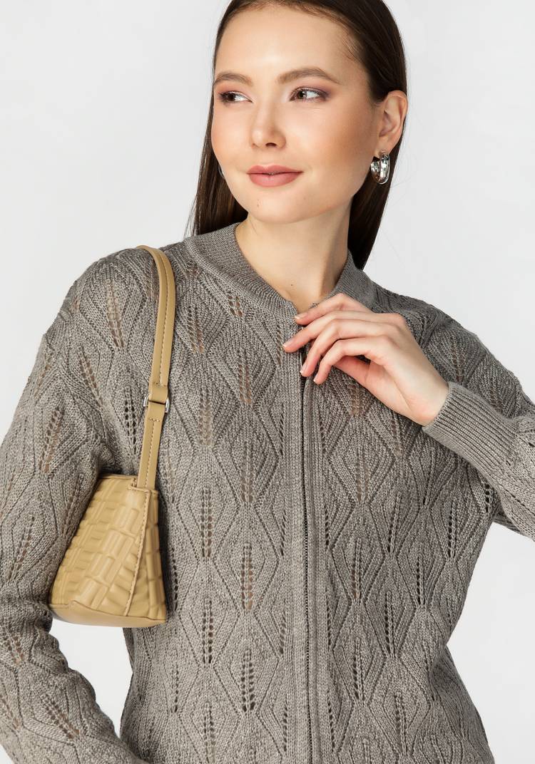 Бомбер женский на молнии с ажурным рисунком шир.  750, рис. 4