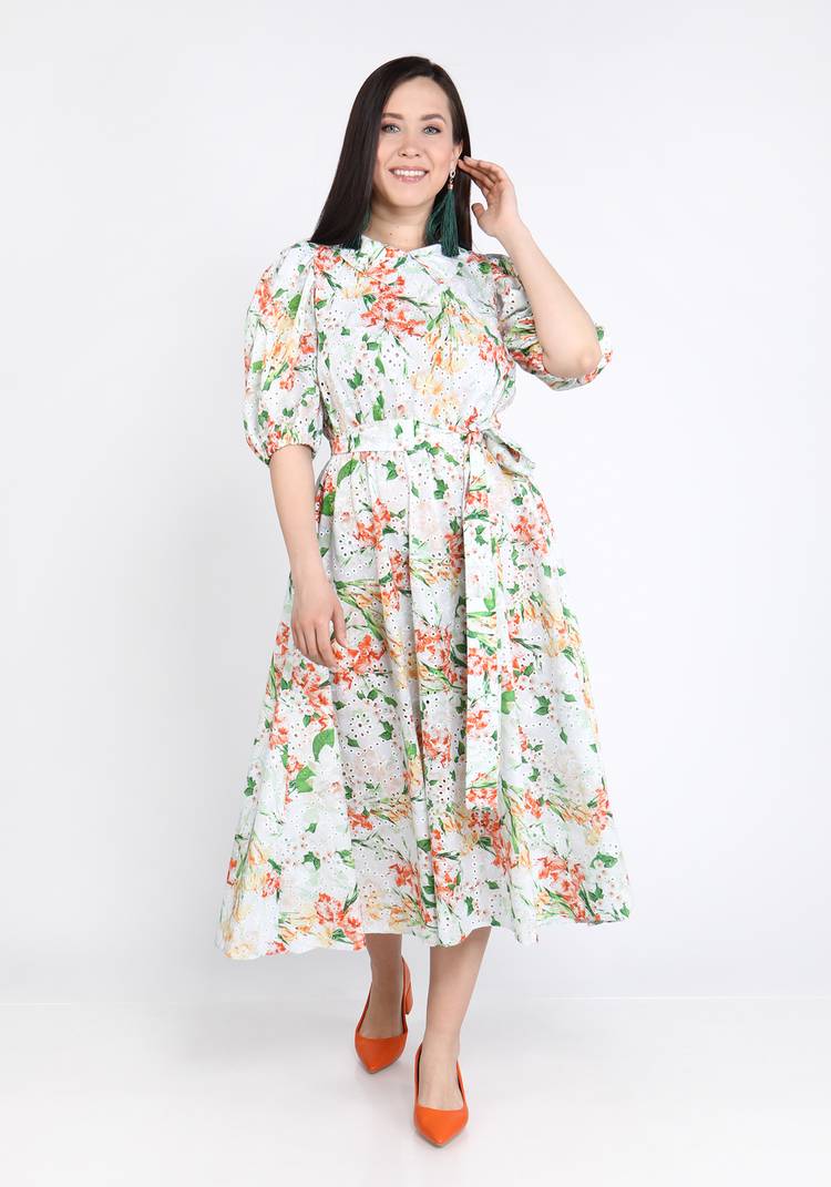 Платье из шитья с цветочным принтом шир.  750, рис. 2