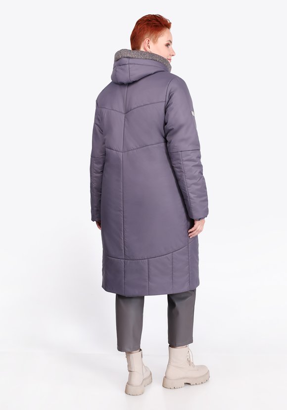 Пальто на синтепоне однотонное с капюшоном шир.  580, рис. 6