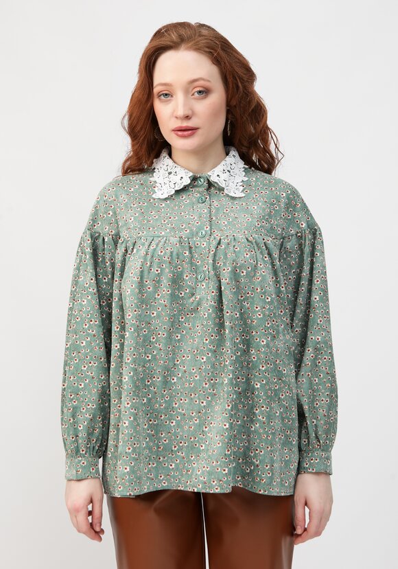 Блуза с цветочным принтом и воротником шир.  580, рис. 19