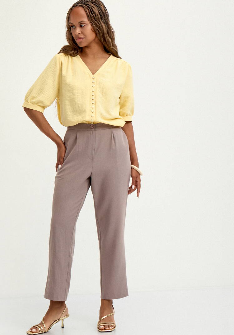 Брюки изо льна  прямые  с резинкой по поясу шир.  750, рис. 8