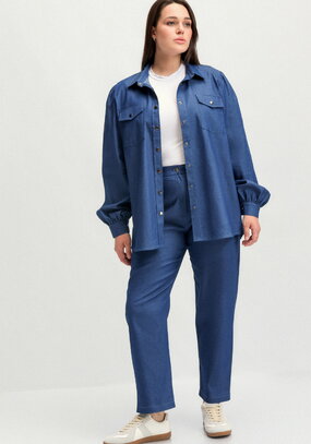 Брюки свободного кроя с поясом на резинке