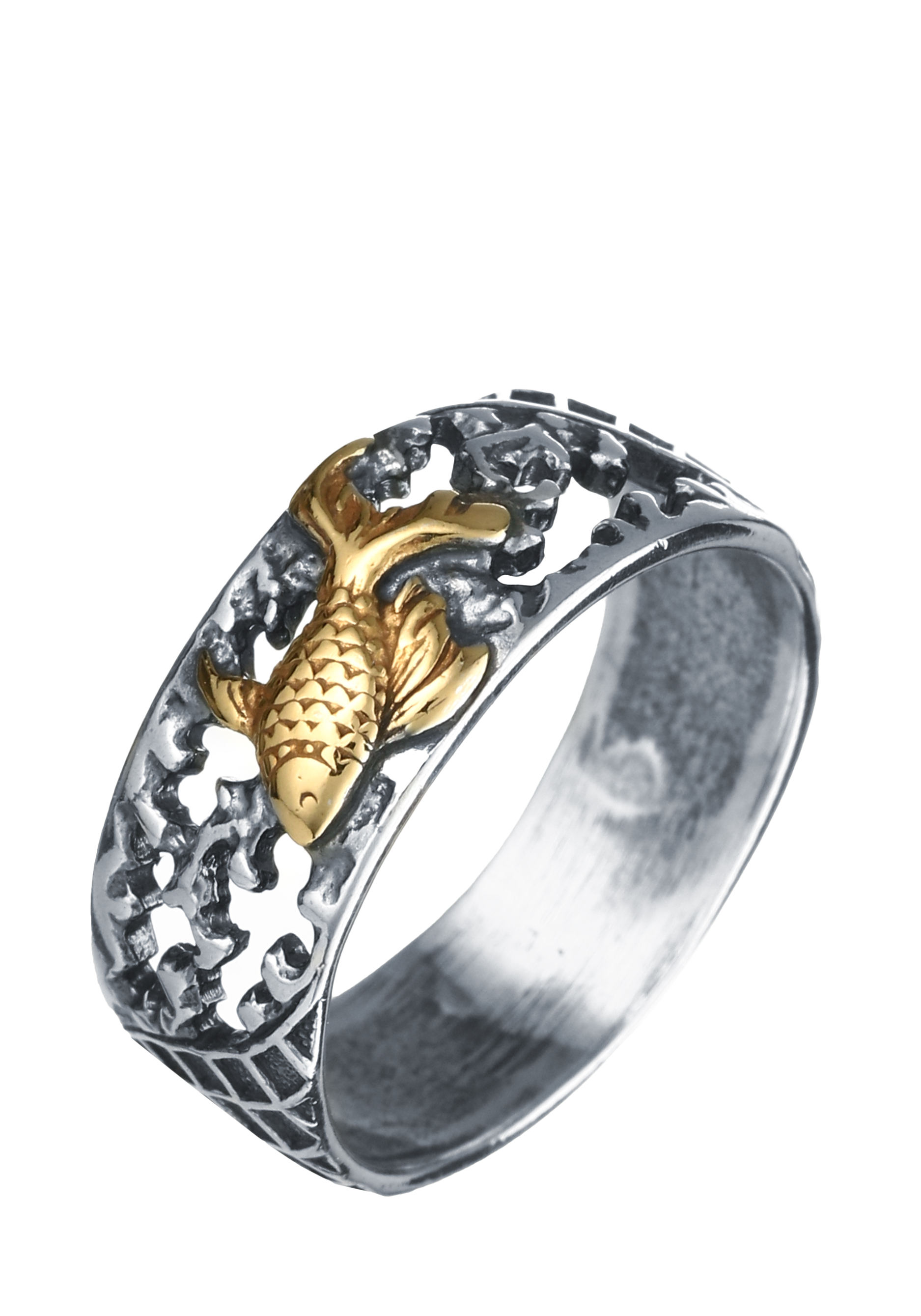 Кольцо серебряное "Золотая рыбка" Красная пресня, размер 18, цвет серый - фото 3