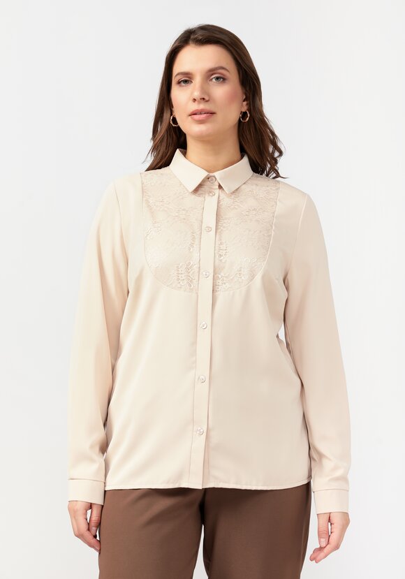 Блуза прямого силуэта с гипюровой вставкой шир.  580, рис. 15