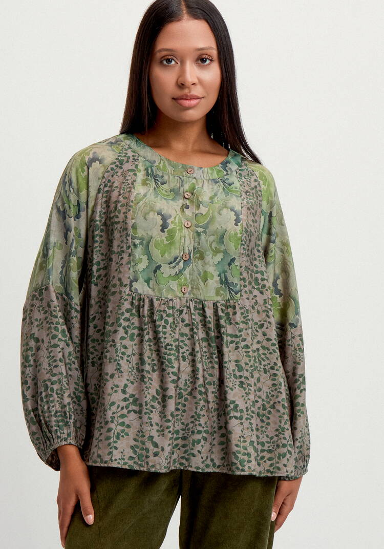 Блуза  с комбинированным принтом шир.  750, рис. 3