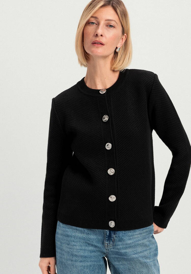 Жакет с акцентными пуговицами шир.  750, рис. 9