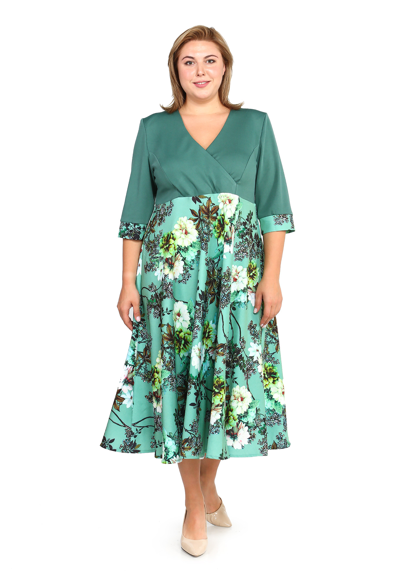 Платье "Дивный сад" Bianka Modeno, размер 50, цвет салатовый - фото 1