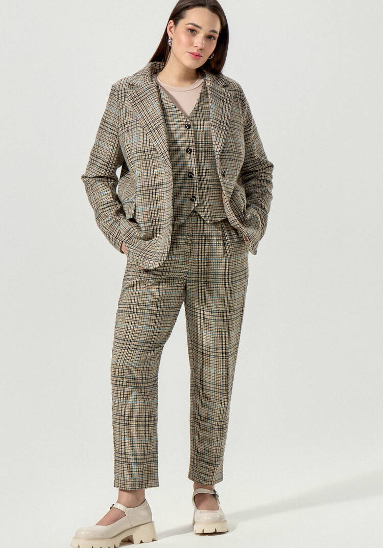 Жилет с принтом клетка шир.  750, рис. 6