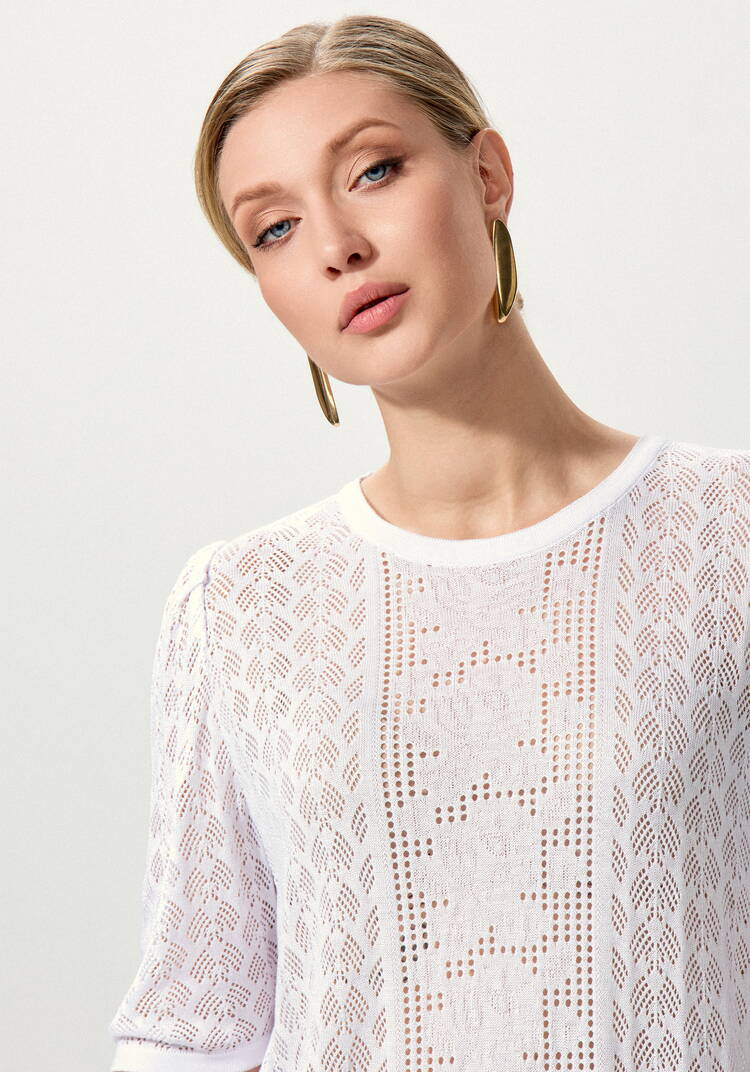 Джемпер с ажурным рисунком и защипами шир.  750, рис. 35