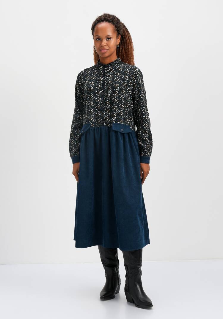 Платье комбинированное с воротником-стойкой шир.  750, рис. 4