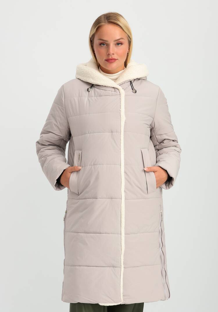 Пальто с капюшоном из меха шир.  750, рис. 23