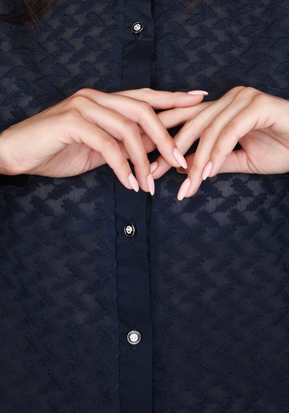 Блуза с вставками из шитья на шифоне шир.  580, рис. 3