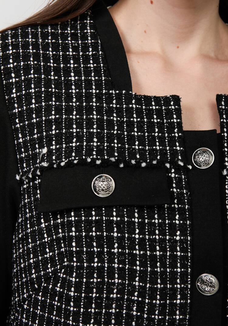 Пиджак на пуговицах с контрастными рукавами шир.  750, рис. 5