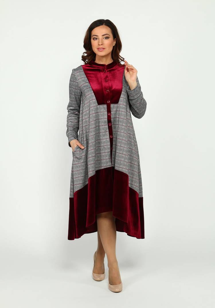 Платье женское с бархатной манишкой шир.  750, рис. 2