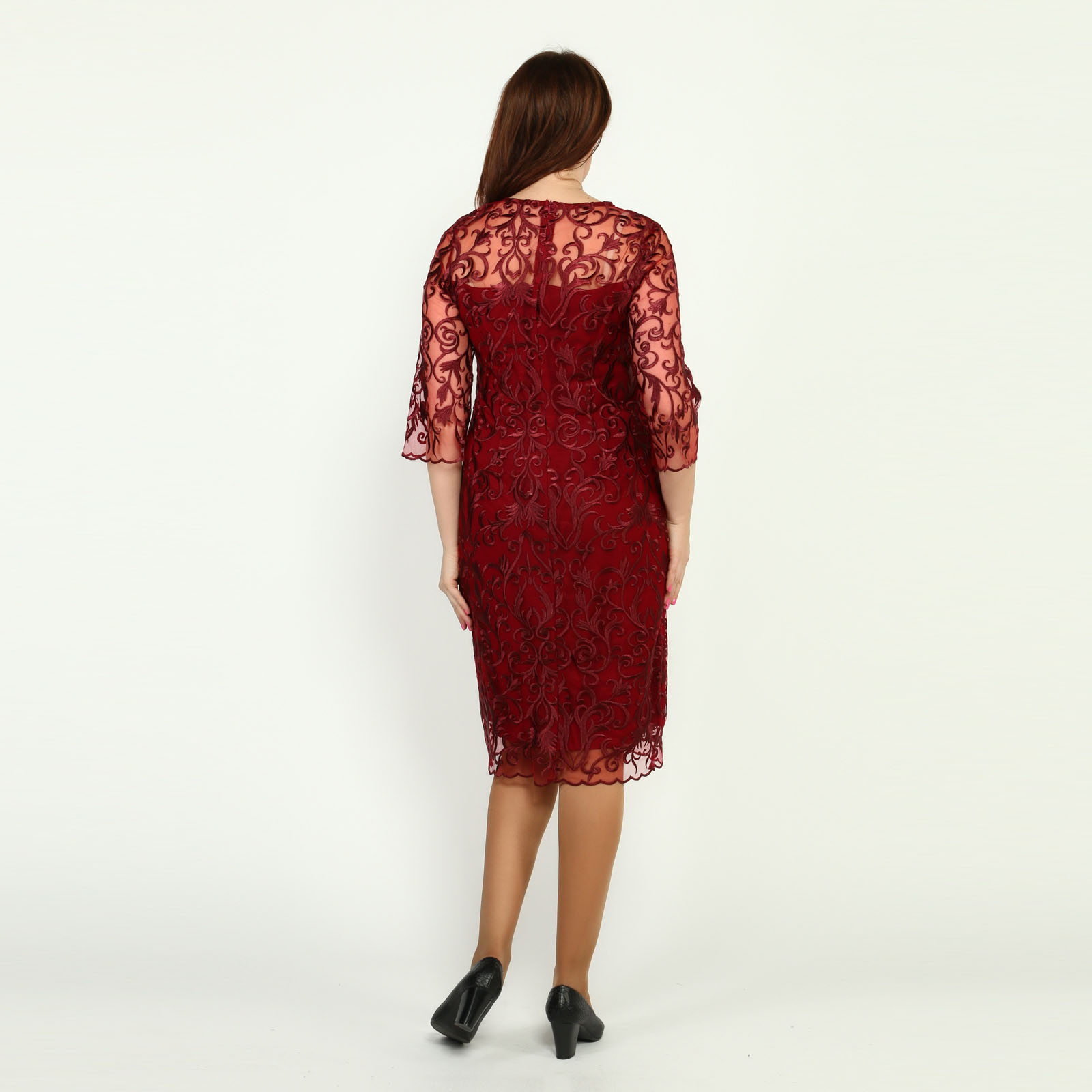 Платье оригинального дизайна с узорами Bel Fiore, размер 52, цвет изумруд - фото 4