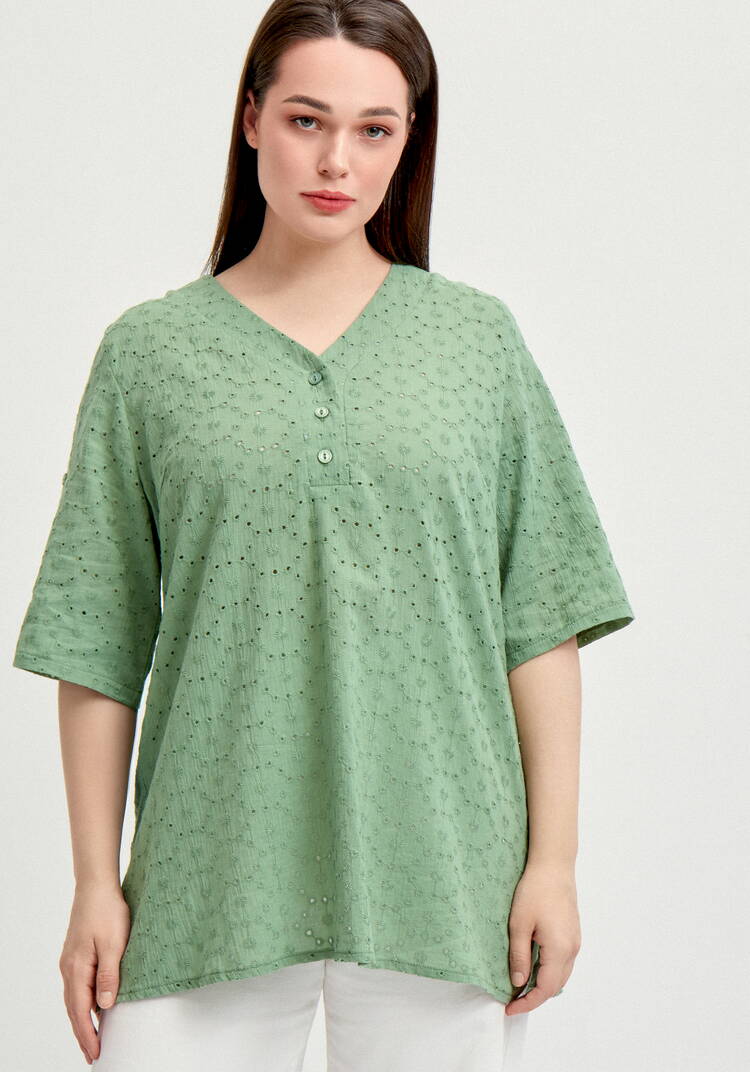 Блуза с V-образным вырезом из шитья шир.  750, рис. 4