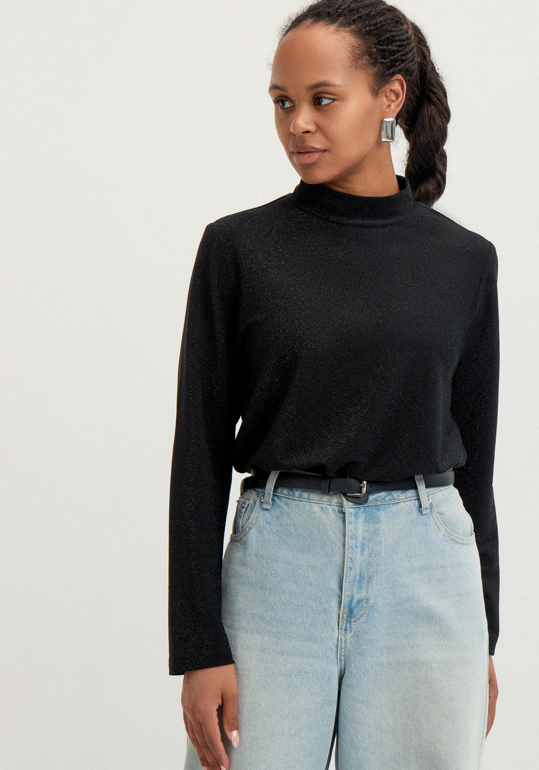 

Блуза свободного кроя с мерцанием, Черный