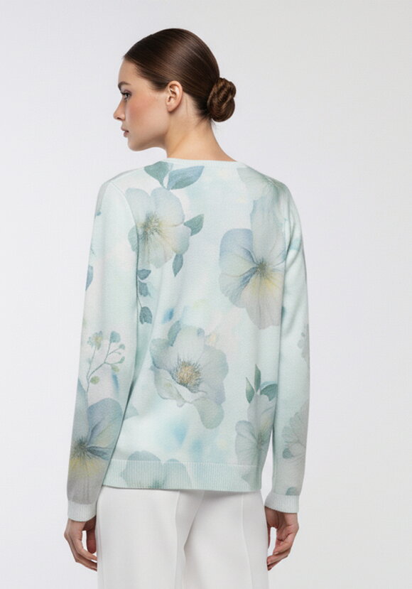 Блуза трикотажная с принтом в стразах шир.  580, рис. 8