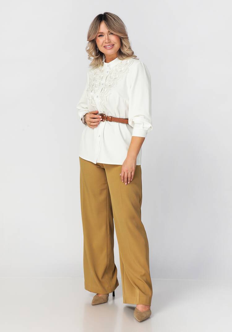 Блуза на пуговицах с ажурным кружевом шир.  750, рис. 4