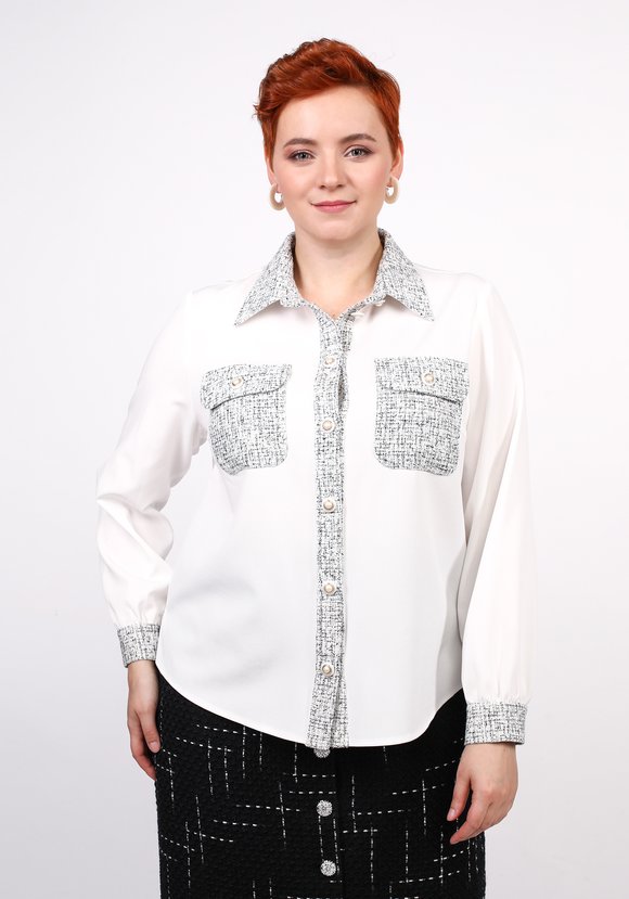 Блуза комбинированная с накладными карманами шир.  580, рис. 8