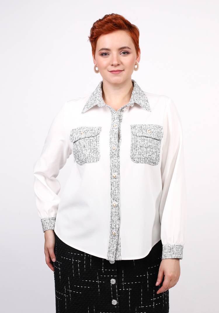 Блуза комбинированная с накладными карманами шир.  750, рис. 8