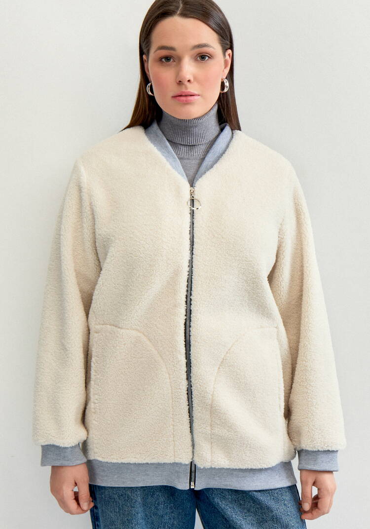 Бомбер на молнии в стиле тедди шир.  750, рис. 12