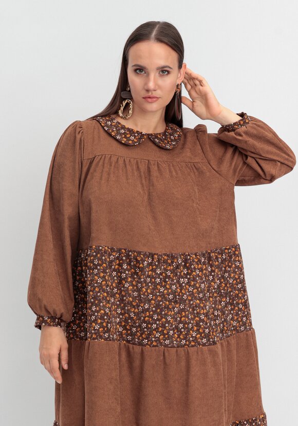 Платье из микровельвета ярусное шир.  580, рис. 25