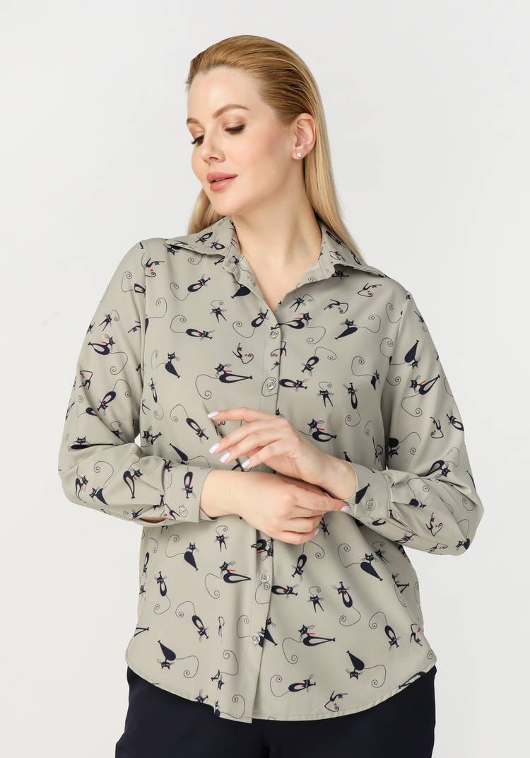 Рубашка женская с принтом шир.  750, рис. 5