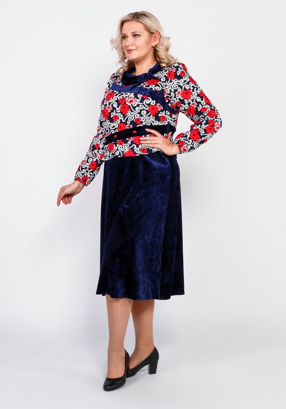 Платье комбинированное с декором из камней шир.  580, рис. 7