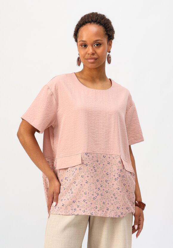 Блуза свободного кроя с дизайнерским кроем шир.  580, рис. 1