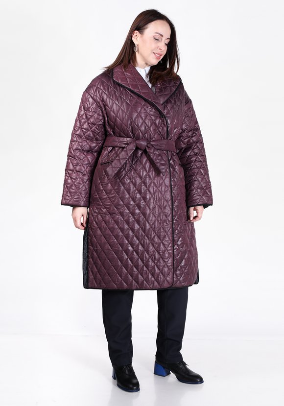 Пальто стеганое свободного кроя с поясом шир.  580, рис. 11