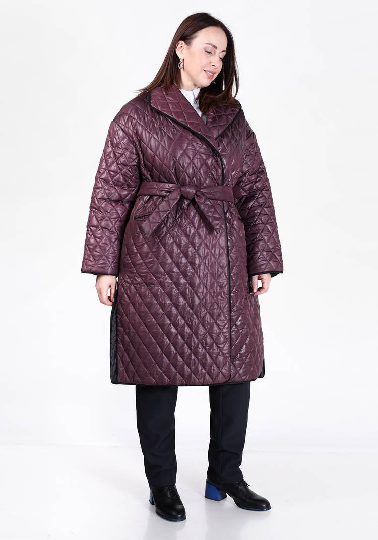 Пальто стеганое свободного кроя с поясом шир.  750, рис. 11