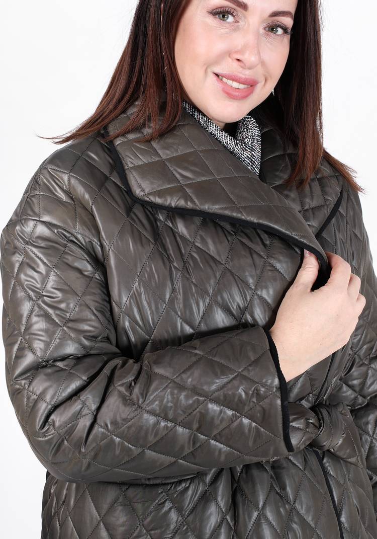 Пальто стеганое свободного кроя с поясом шир.  750, рис. 9