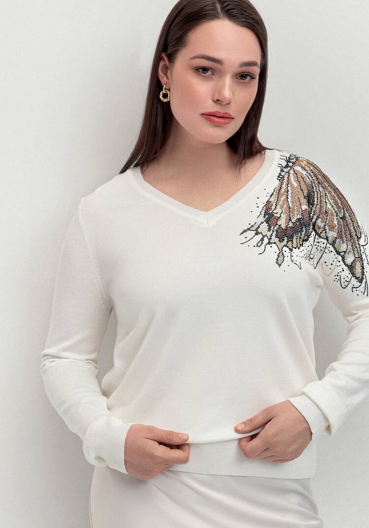 Джемпер с V-образным вырезом и рисунком шир.  750, рис. 13