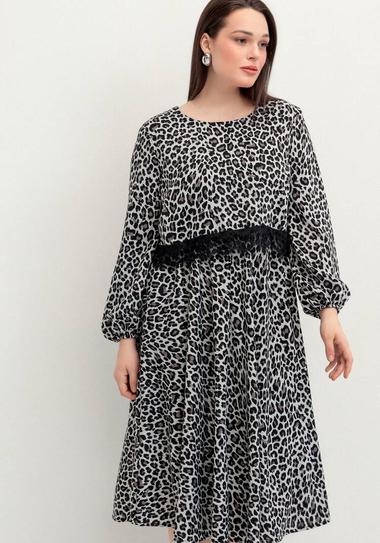 Платье из струящейся ткани с принтом леопард шир.  750, рис. 24